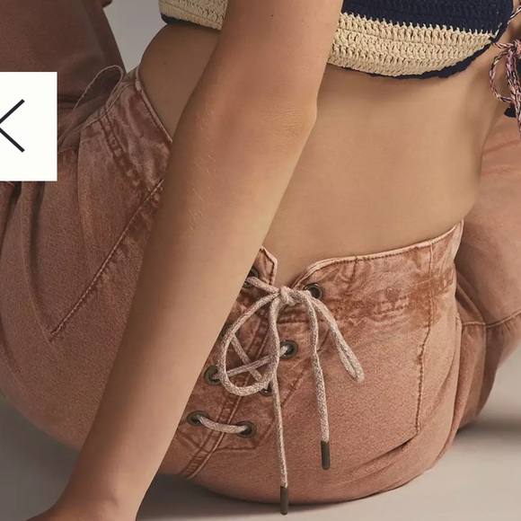 Pilcro by Anthropologie Sailer Wide Leg Pants with Lace Up Back - Picture 6 of 7